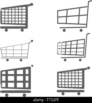 Eine Reihe von grau Shopping Carts auf weißem Hintergrund Stock Vektor