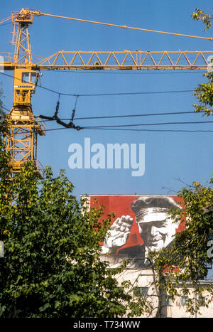 Poster von Lenin in Samarkand, 1988. Stockfoto