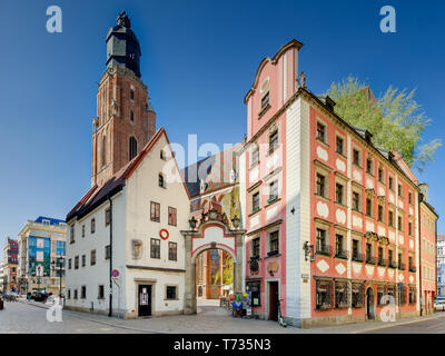 Breslau, Niederschlesien, Polen. 15. mittelalterliche Häuser, genannt "Jas I Malgosia". Stockfoto