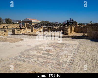 Allgemeine Ansicht mit Mosaik des Hauses von Theseus in Archäologische Stätte Von Paphos Stockfoto