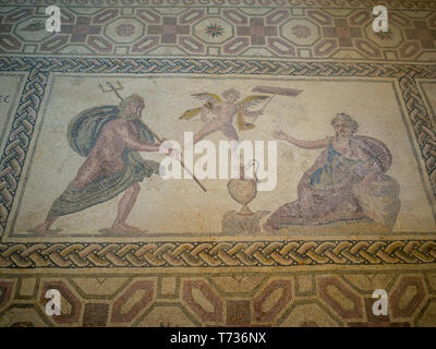 Mosaik aus dem Haus des Dionysos in der archäologischen Stätte von Paphos Stockfoto