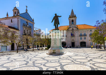 Platz der Republik (Praça da Republica) in Aveiro. Der von Bäumen gesäumte Praça da Republica liegt im Herzen der Stadt Aveiro, Portugal. Stockfoto