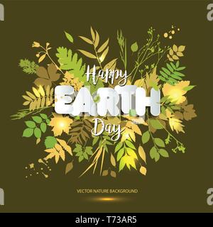 Happy Earth Day Karte mit Blättern im April Stock Vektor