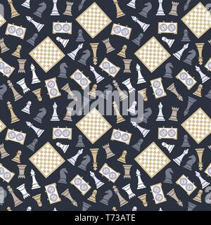 Die nahtlose Vektor Muster mit Schach. Welt international chess Tag. Stock Vektor