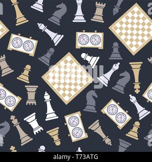 Die nahtlose Vektor Muster mit Schach. Welt international chess Tag. Stock Vektor
