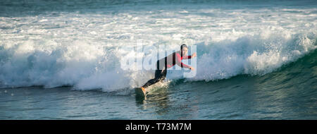 Surfen in der Dämmerung im Houghton Bucht; Wellington, Neuseeland Stockfoto