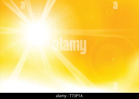 Abstrakte gelbe und orange Hintergrund mit Sonnenlicht und Flare-Element für Sommer-Vektor-Illustration-eps10 Stock Vektor
