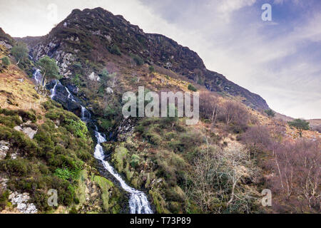 Antenne Assaranca Wasserfall im County Donegal, Irland. Stockfoto