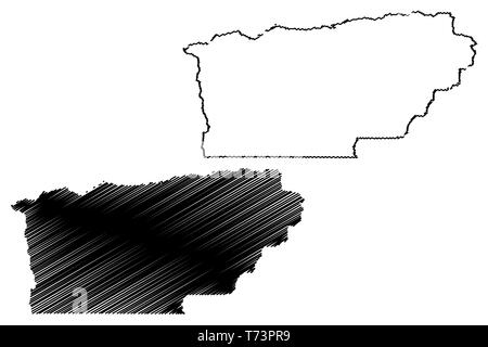 Tehama County, Kalifornien (Grafschaften in Kalifornien, Vereinigte Staaten von Amerika, USA, USA, USA) Karte Vektor-illustration, kritzeln Skizze Tehama Karte Stock Vektor