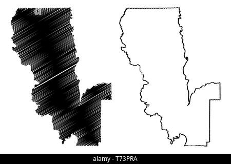 Sutter County, Kalifornien (Grafschaften in Kalifornien, Vereinigte Staaten von Amerika, USA, USA, USA) Karte Vektor-illustration, kritzeln Skizze Sutter Karte Stock Vektor