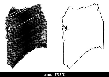 San Joaquin County, Kalifornien (Grafschaften in Kalifornien, Vereinigte Staaten von Amerika, USA, USA, USA) Karte Vektor-illustration, kritzeln Skizze San Joaquin m Stock Vektor