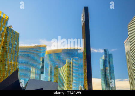 Luxuriöse Mandarin Oriental Residenzen, und Aria Resort & Casino in Downtown, Las Vegas, Nevada, USA, 19. November 2016 Stockfoto