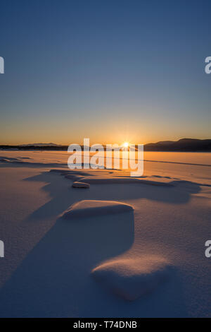 Winter Nachmittag am Mendenhall Lake, Juneau, Alaska, Vereinigte Staaten von Amerika Stockfoto