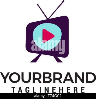 Medien Fernsehen Logo Design Konzept Vorlage Vektor Stock Vektor
