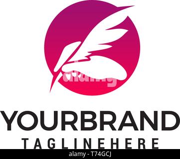 Hand feather Logo Design Konzept Vorlage Vektor Stock Vektor