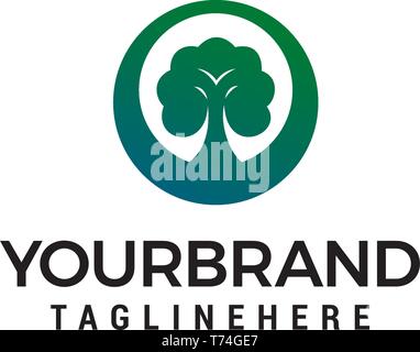 Green Tree lanscape Logo Design Konzept Vorlage Vektor Stock Vektor