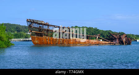 Schiffbruch vor der Küste von Roatan, Honduras, Bay Islands, Roatan, Honduras Stockfoto