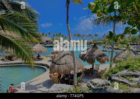 Xcaret Park, Mexiko - Juli 1, 2017: Lagune im Park. Stockfoto