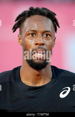 Estoril, Portugal. 03 Mai, 2019. Gael Monfils aus Frankreich spielt gegen Alejandro Davidovic, Fokina aus Spanien während des Tages 7 von Millennium Estoril Open 2019. Credit: SOPA Images Limited/Alamy leben Nachrichten Stockfoto