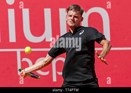 Estoril, Portugal. 03 Mai, 2019. David Goffin aus Belgien spielt gegen Malek Jaziri aus der Türkei während des Tages 7 von Millennium Estoril Open 2019. Credit: SOPA Images Limited/Alamy leben Nachrichten Stockfoto