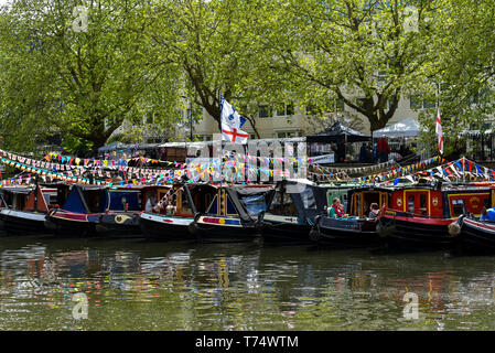 Little Venice, London, UK. 4. Mai, 2019. Die IWA (Binnenwasserstraßen Association) Canalway Kavalkade in London's kleine Venedig statt. Quelle: Matthew Chattle/Alamy leben Nachrichten Stockfoto