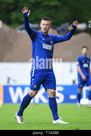 Karlsruhe, Deutschland. 04 Mai, 2019. Marvin Pourie (KSC). GES/Fußball/3. Liga: Karlsruher SC - SG Sonnenhof Grossaspach, 4. Mai 1919 - Fußball 3. Division: Karlsruher SC vs SG Sonnenhof Grossaspach, Karlsruhe, Mai 04, 2019 - | Verwendung der weltweiten Kredit: dpa/Alamy leben Nachrichten Stockfoto