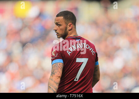 London, Großbritannien. 04 Mai, 2019. Marko Arnautovic von West Ham United in der Premier League Match zwischen West Ham United und Southampton an der London Stadion, Stratford, London am Samstag, den 4. Mai 2019. (Credit: Leila Coker | MI Nachrichten) nur die redaktionelle Nutzung, eine Lizenz für die gewerbliche Nutzung erforderlich. Keine Verwendung in Wetten, Spiele oder einer einzelnen Verein/Liga/player Publikationen. Foto darf nur für Zeitung und/oder Zeitschrift redaktionelle Zwecke verwendet werden. Credit: MI Nachrichten & Sport/Alamy leben Nachrichten Stockfoto