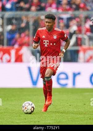 München, Deutschland. 04 Mai, 2019. David Alaba, FCB 27 FC BAYERN MÜNCHEN - Hannover 96 3-1 - DFL-Bestimmungen verbieten die Verwendung von Fotografien als BILDSEQUENZEN und/oder quasi-VIDEO - 1. Deutsche Fussball Liga, München, Mai 04, 2019 Saison 2018/2019, Spieltag 32, FCB, Hannover, Kredit: Peter Schatz/Alamy leben Nachrichten Stockfoto