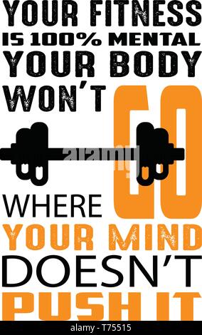 Ihre Fitness ist 100 mentale Fitness Zitat Stock Vektor