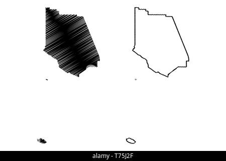 Ventura County, Kalifornien (Grafschaften in Kalifornien, Vereinigte Staaten von Amerika, USA, USA, USA) Karte Vektor-illustration, kritzeln Skizze Ventura Karte Stock Vektor