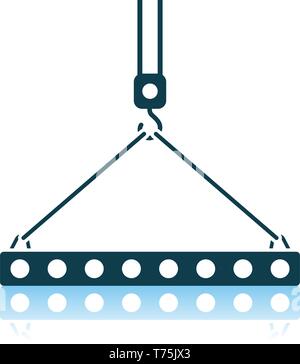 Symbol der Platte hing am Kran mit einem Seil Seile. Schatten Reflexion Design. Vector Illustration. Stock Vektor