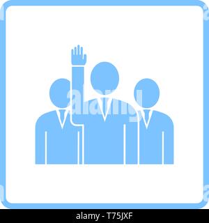 Abstimmung Mann mit Männer hinter Symbol. Blauer Rahmen Design. Vector Illustration. Stock Vektor
