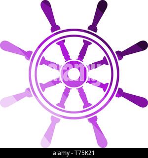 Symbol des Lenkrads. Flachen Farbe Leiter Design. Vector Illustration. Stock Vektor