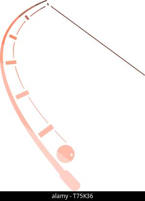 Symbol von gekrümmten Angelausrüstung. Flachen Farbe Leiter Design. Vector Illustration. Stock Vektor