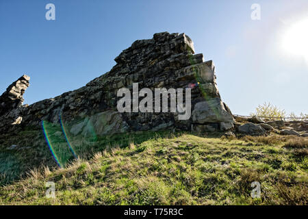 Der Teufelsmauerstieg zwischen Blankenburg und Ballenstedt. Stockfoto