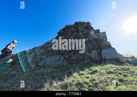 Der Teufelsmauerstieg zwischen Blankenburg und Ballenstedt. Stockfoto