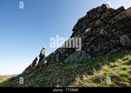 Der Teufelsmauerstieg zwischen Blankenburg und Ballenstedt. Stockfoto