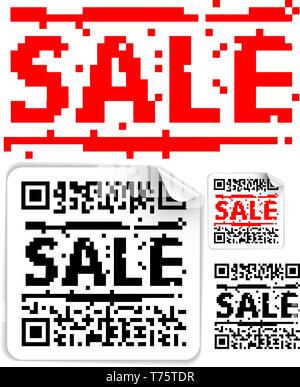 Der Verkauf von Etiketten mit QR-Codes (moderne Bar Codes) Stock Vektor