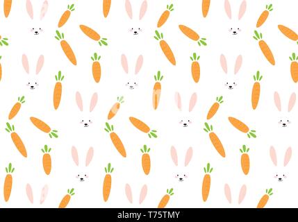 Weißer Hase Hase und Karotte vector Pattern Stock Vektor