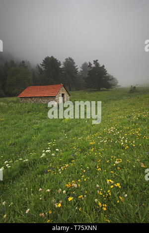 Berghütte in der Nähe von oben auf das Tal de Combeau Regionaler Naturpark Vercors Vercors Frankreich Stockfoto