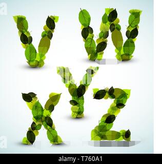 Vektor Alphabet Buchstaben aus frischen grünen Blätter gemacht Stock Vektor