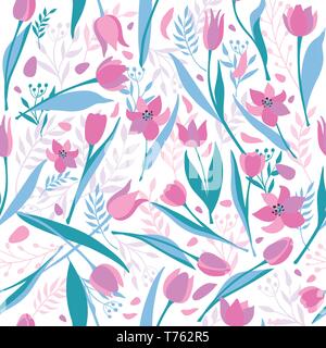 Vektor nahtlose Muster von niedlichen stilvolle Tulpen. Stock Vektor