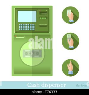 Flache Geldautomaten mit Kreis hand Zeiger Web Icon Stock Vektor
