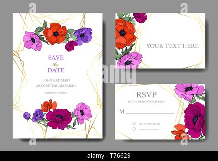 Anemone Blumen botanischen Blumen. Schwarz und weiß eingraviert Tinte Art Hochzeit hintergrund Karte Blumen dekorativ Grenze. Stock Vektor