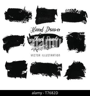 Schwarz Pinselstriche. Abstrakte hand blots Tinte gezeichnet. Vector Illustration. Stock Vektor