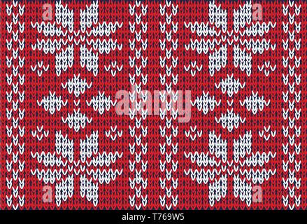 Traditionelle Weihnachten gestrickt, ornamentale Muster mit Schneeflocken Stock Vektor