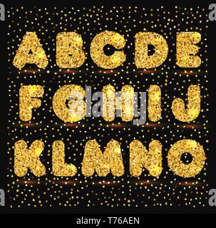 Gold Alphabet in metallischen Stil. Glitter Vector Illustration. Stock Vektor