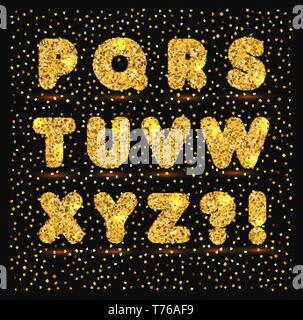 Gold Alphabet in metallischen Stil. Glitter Vector Illustration. Stock Vektor