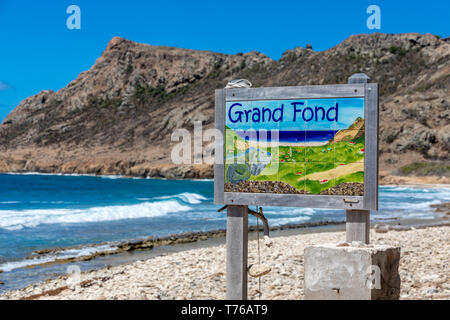 Unterschreiben Sie bei Grand Fond Strand in St. Barts Stockfoto