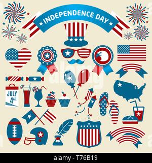 Vektor Illustration: Farb Independence Day. Vector Icons. Stock Vektor